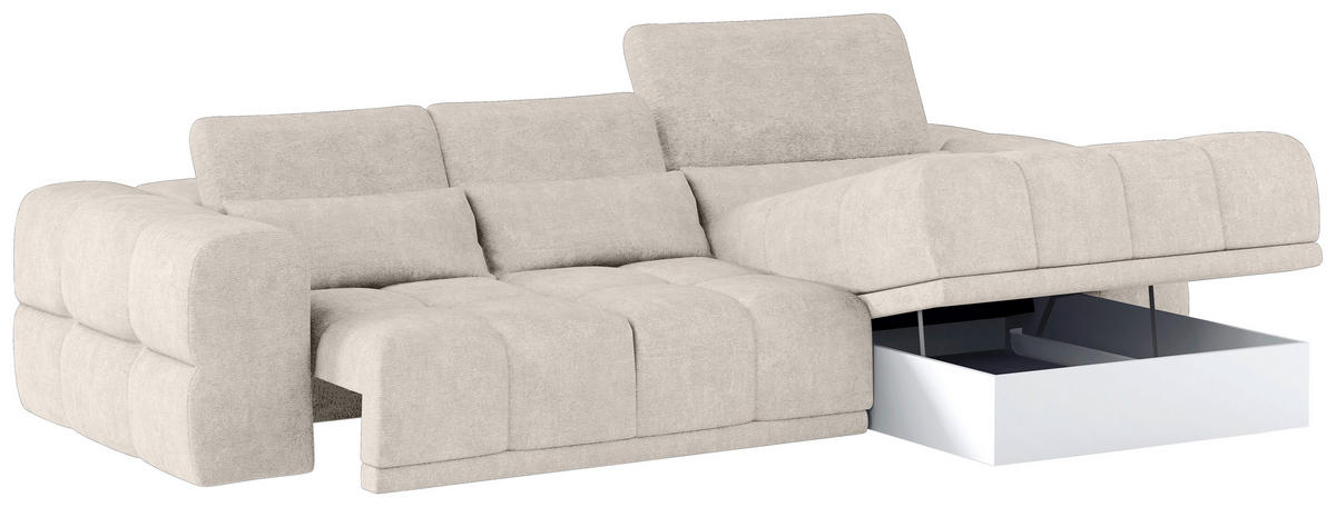 HÖRNSOFFA i chenille sandfärgad  - sandfärgad/svart, Klassisk, textil/plast (290/203cm) - MID.YOU