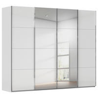 SCHWEBETÜRENSCHRANK 271/235/68 cm 4-türig Grau, Weiß  - Chromfarben/Weiß, Design, Glas/Holzwerkstoff (271/235/68cm) - Novel