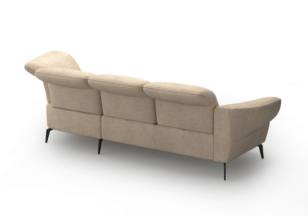 ECKSOFA DANCE E Sandfarben Chenille  - Sandfarben/Schwarz, MODERN, Textil/Metall (313/208cm) - Sit & More
