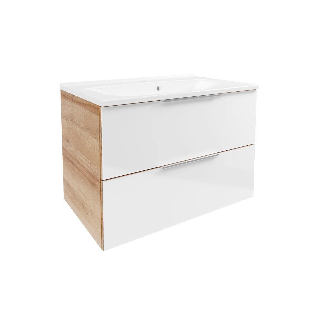 WASCHTISCHKOMBI  - Chromfarben/Eichefarben, Basics, Glas/Holzwerkstoff (80,1/56,2/50cm) - MID.YOU