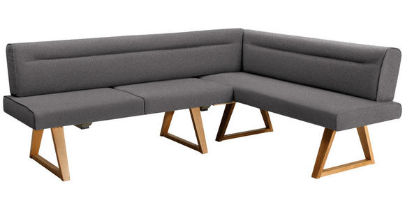 ECKBANK 230/170 cm Samt Grau, Eichefarben Wildeiche massiv   - Eichefarben/Grau, KONVENTIONELL, Holz/Textil (230/170cm) - Moderano