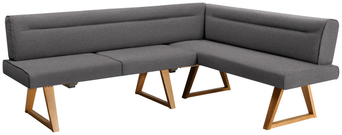 ECKBANK in Holz, Textil Grau, Eichefarben  - Eichefarben/Grau, Konventionell, Holz/Textil (230/170cm) - Moderano