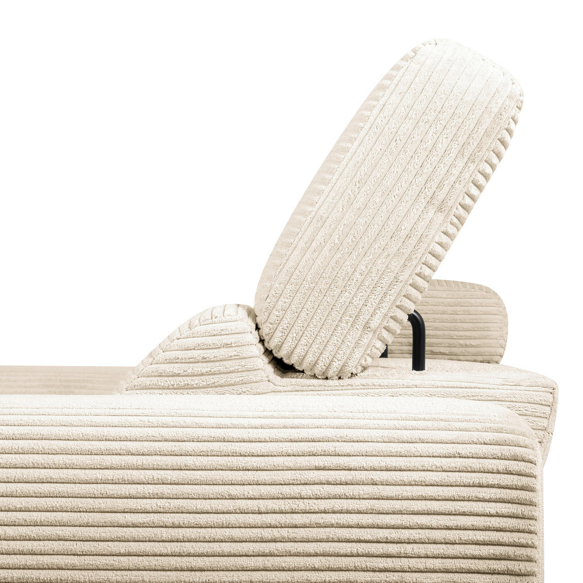 ECKSOFA RENO Beige Cord Relaxfunktion, Kopfteilverstellung  - Beige/Schwarz, Design, Kunststoff/Textil (184/248cm) - Livetastic