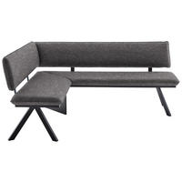 ECKBANK in Metall, Textil Grau, Schwarz  - Schwarz/Grau, Modern, Textil/Metall (165/205cm) - Cantus