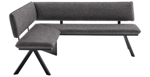 ECKBANK 140/180 cm in Grau, Schwarz - Schwarz/Grau, MODERN, Textil/Metall (140/180cm) - Cantus