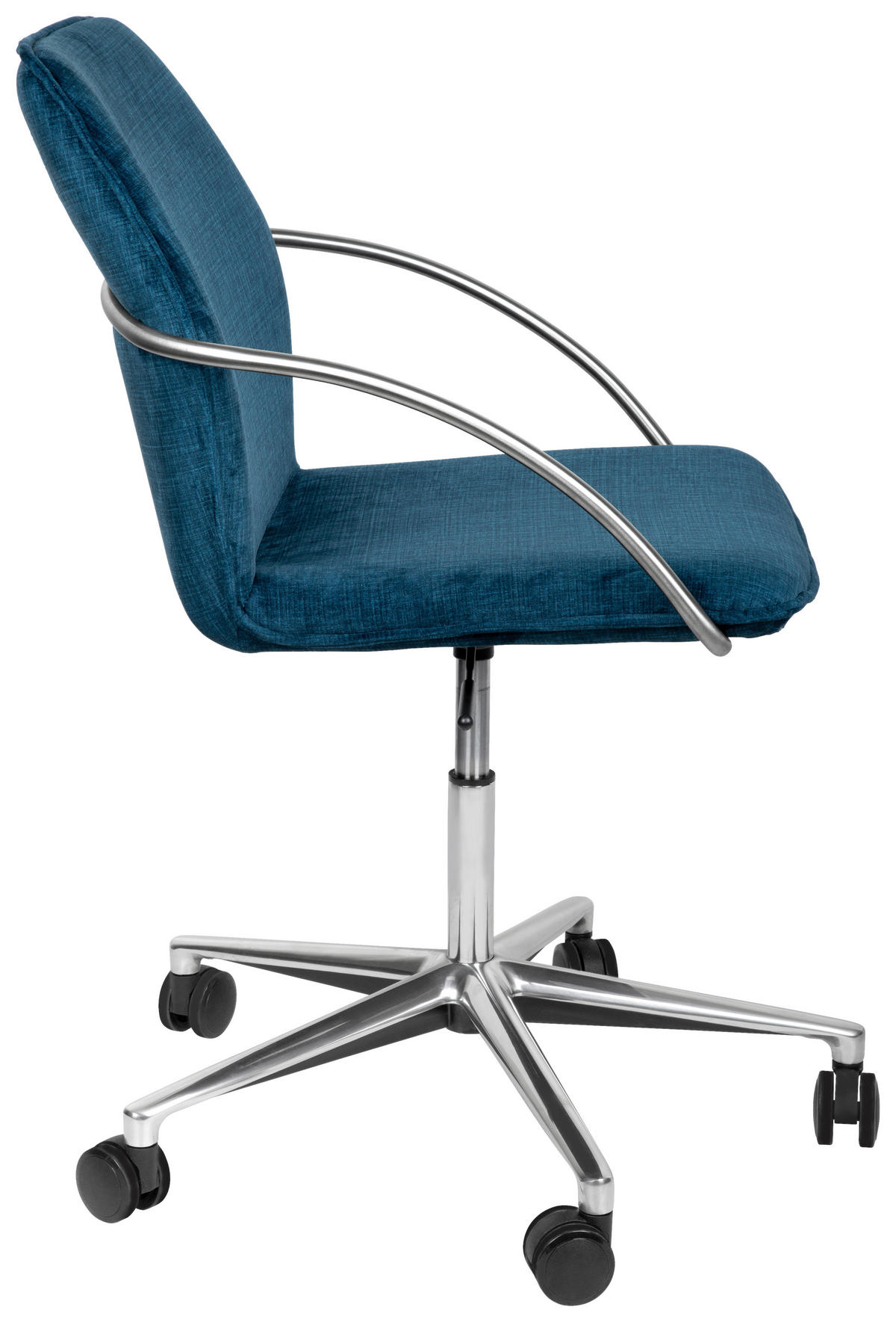 DREHSTUHL  in Samt Blau, Edelstahlfarben  - Chromfarben/Blau, Design, Kunststoff/Textil (56,5/82-94/60cm) - Novel