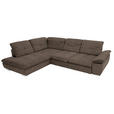 ECKSOFA in Chenille Braun  - Chromfarben/Braun, Design, Textil (242/313cm) - Xora