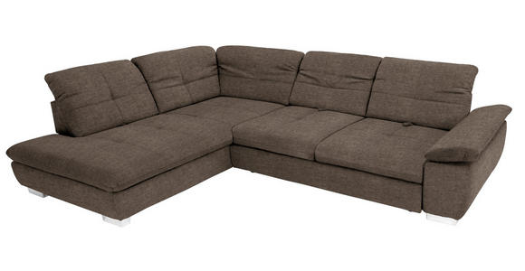 ECKSOFA in Chenille Braun  - Chromfarben/Braun, Design, Textil (242/313cm) - Xora