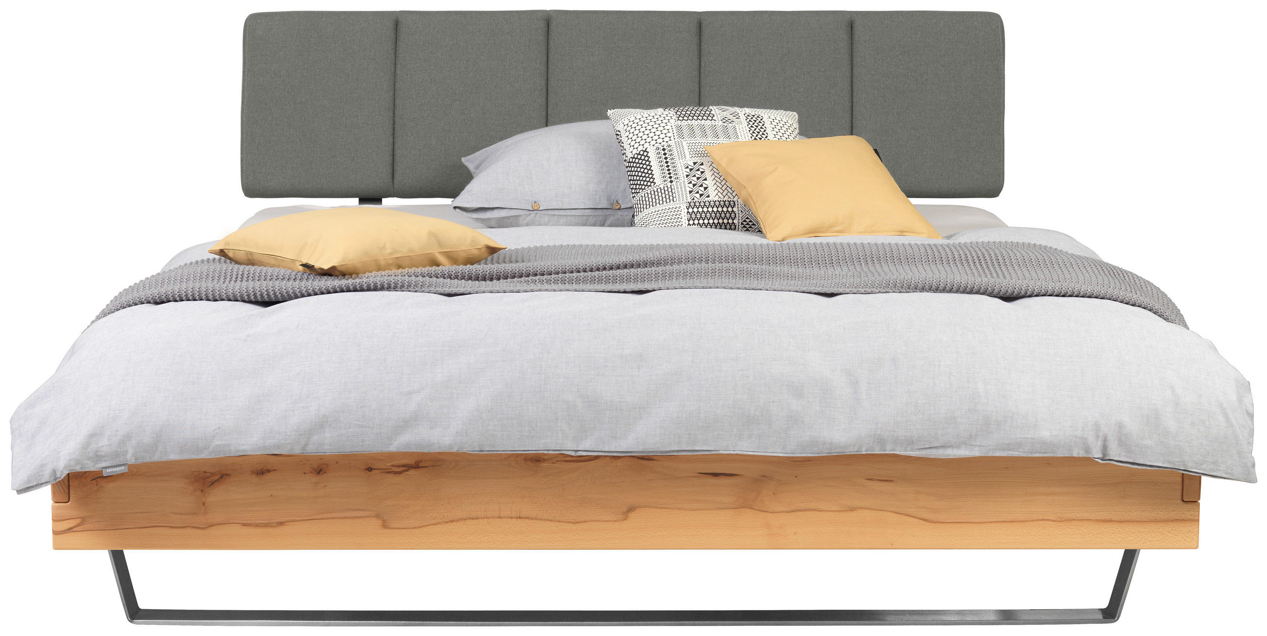 BETT 140/200 cm  in Grau, Buchefarben  - Buchefarben/Schwarz, Natur, Holz/Textil (140/200cm) - Valnatura