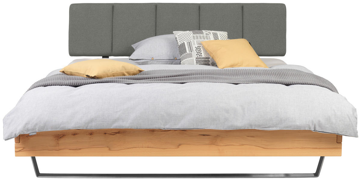 BETT 180/200 cm  in Buchefarben, Grau  - Anthrazit/Buchefarben, KONVENTIONELL, Holz/Textil (180/200cm) - Valnatura