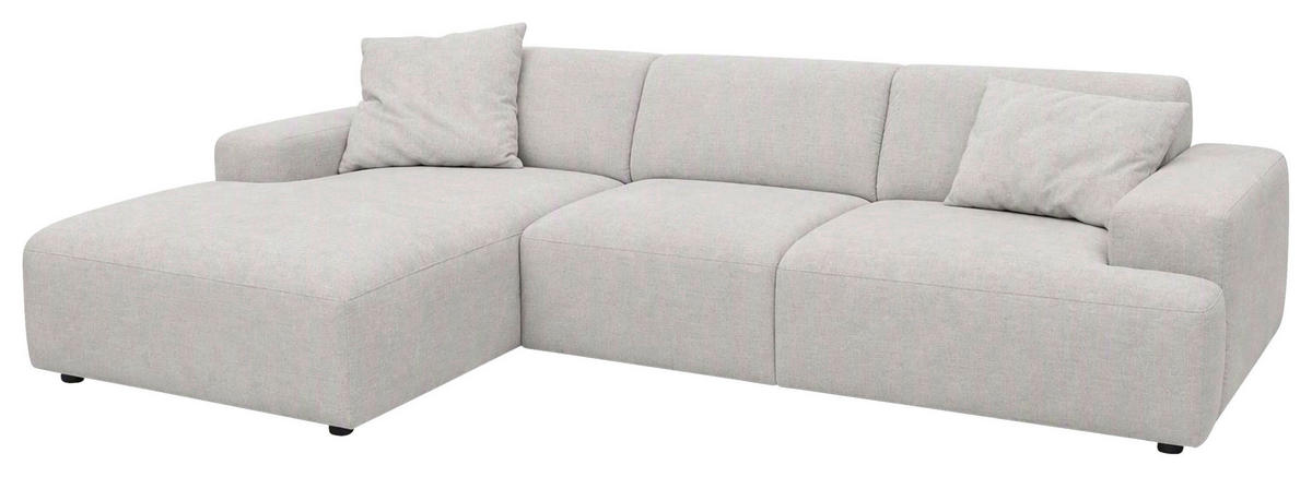 ECKSOFA  Flachgewebe Silberfarben  - Silberfarben/Schwarz, Konventionell, Kunststoff/Textil (184/294cm) - Hom`in