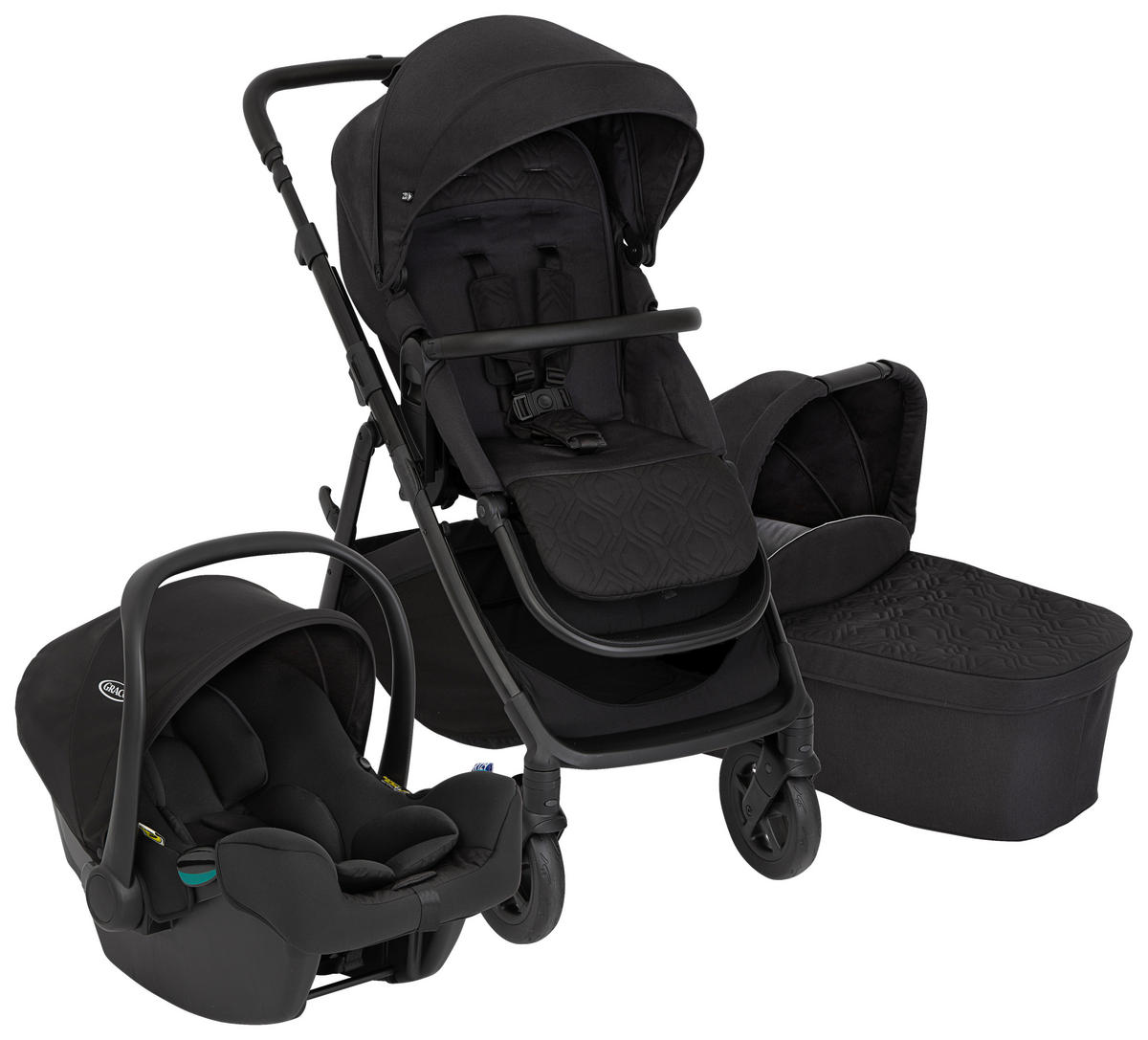 KINDERWAGENSET Near2Me DLX 3in1  - Schwarz, Basics, Textil/Metall (95/62,7/120cm) - Graco
