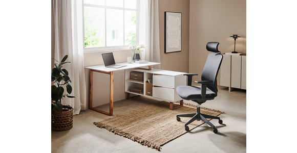 ECKSCHREIBTISCH 140/120/75 cm  in Weiß, Eichefarben  - Eichefarben/Weiß, MODERN, Holz/Holzwerkstoff (140/120/75cm) - Venda