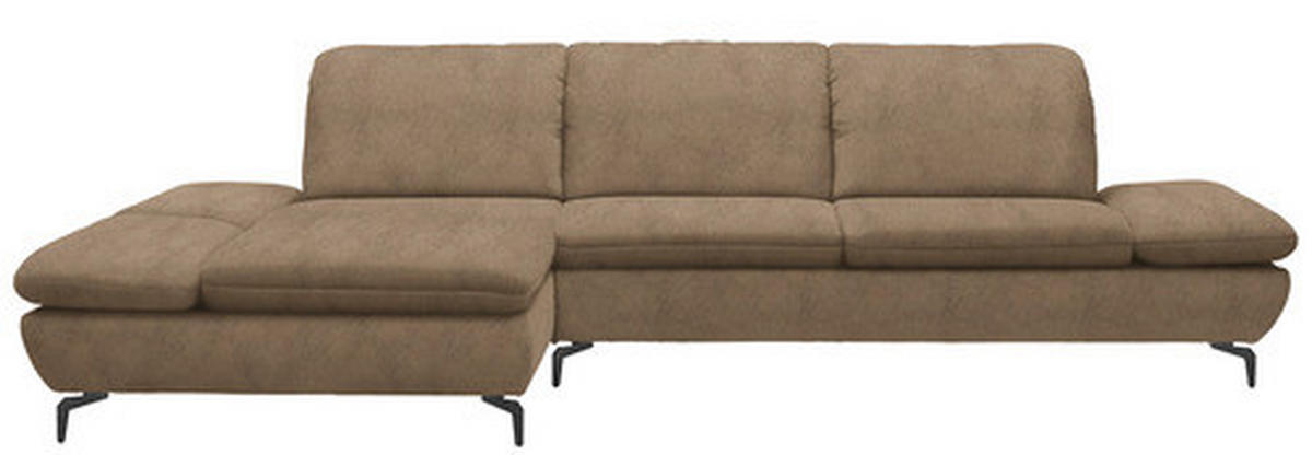 ECKSOFA in Flachgewebe Olivgrün  200/315 cm  - Schwarz/Olivgrün, Design, Textil/Metall (200/315cm) - Chilliano
