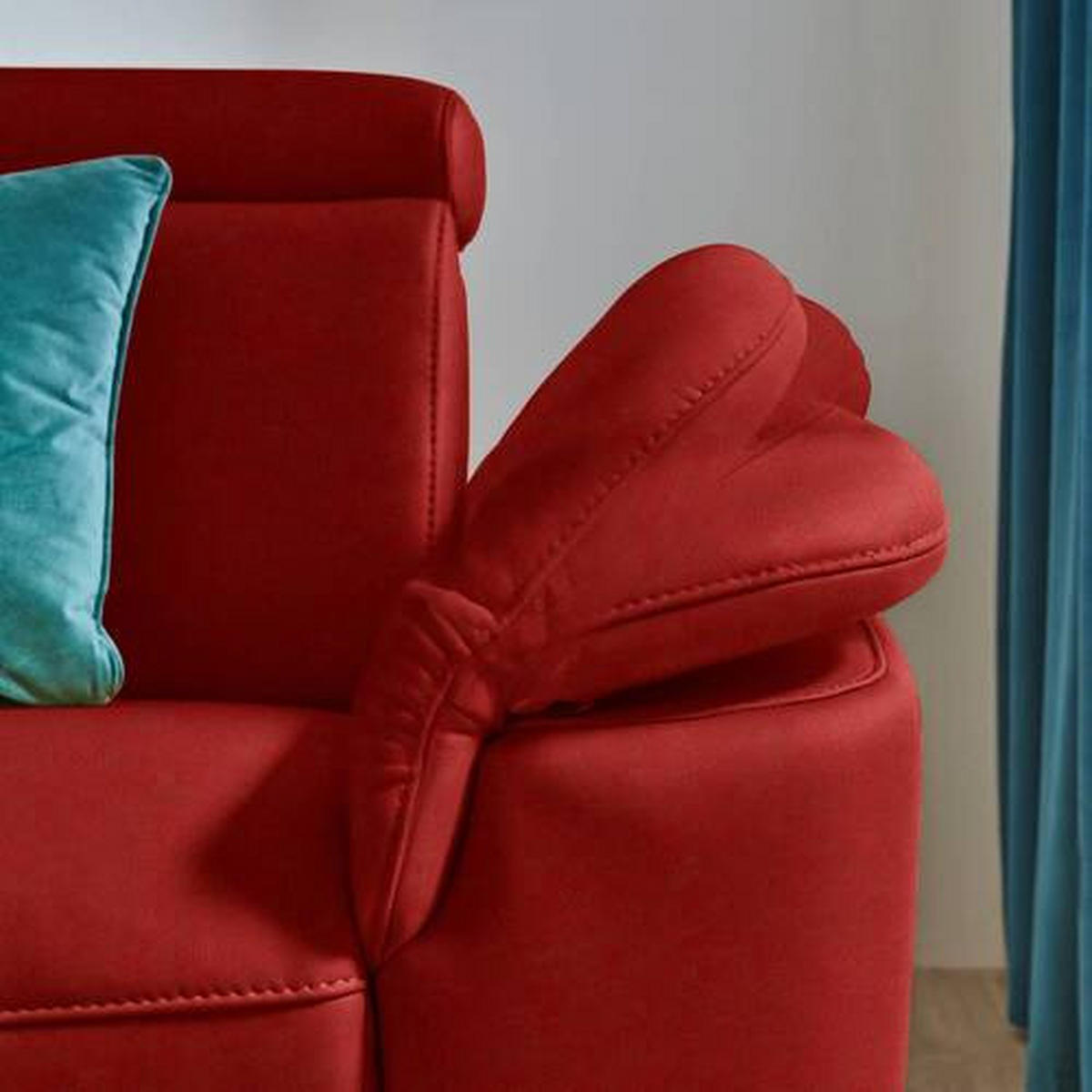 ECKSOFA in Echtleder Rot  - Rot/Schwarz, Design, Leder/Metall (239/285cm) - Cantus