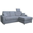 ECKSOFA in Chenille Blaugrau  - Blaugrau/Schwarz, KONVENTIONELL, Kunststoff/Textil (232/153cm) - Carryhome