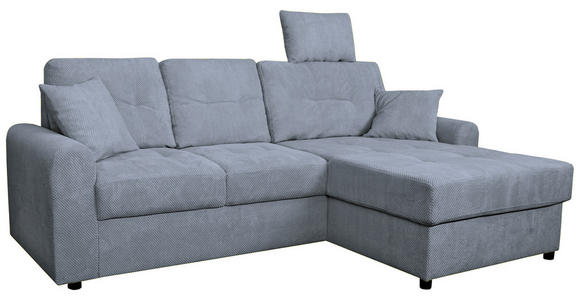 ECKSOFA in Chenille Blaugrau - Blaugrau/Schwarz, KONVENTIONELL, Kunststoff/Textil (232/153cm) - Carryhome