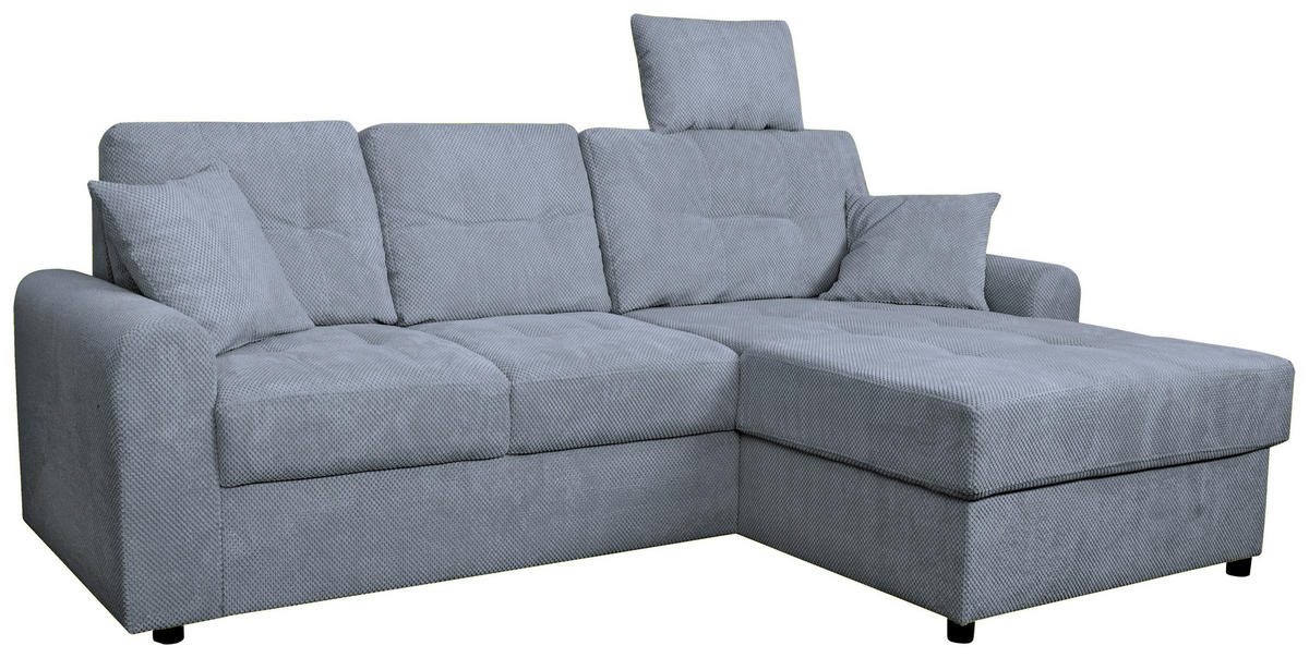 ECKSOFA Blaugrau Chenille  - Blaugrau/Schwarz, KONVENTIONELL, Kunststoff/Textil (232/153cm) - Carryhome