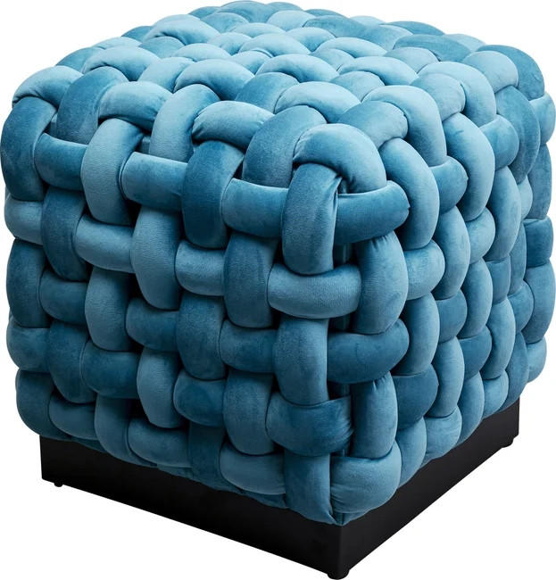HOCKER in Textil Azurblau  - Azurblau/Schwarz, Design, Textil/Metall (47/46/47cm) - Kare-Design