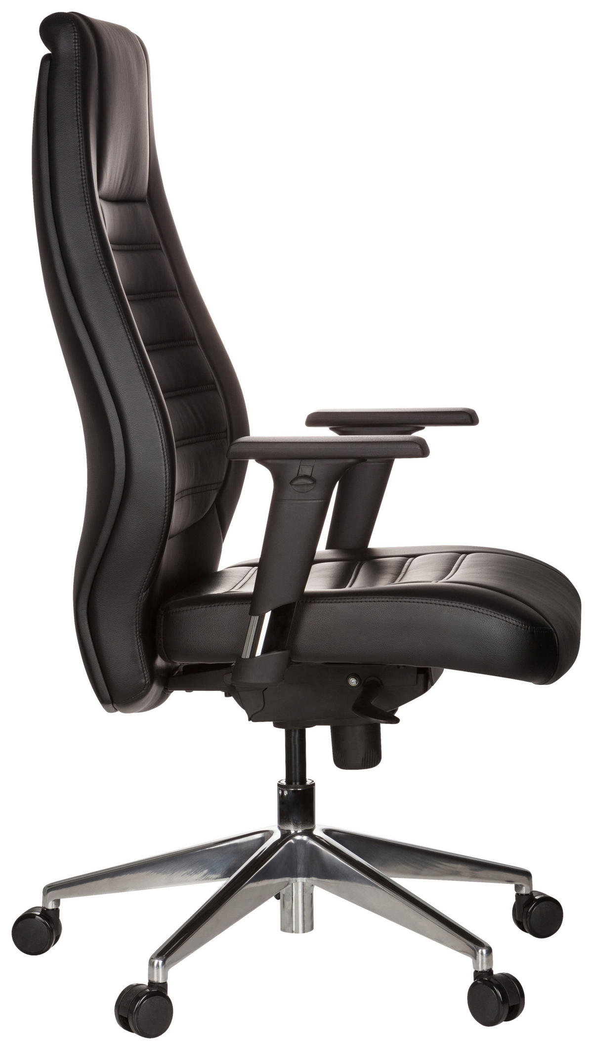 CHEFSESSEL Lederlook Schwarz  - Silberfarben/Schwarz, Basics, Kunststoff/Textil (65/133/65cm) - MID.YOU