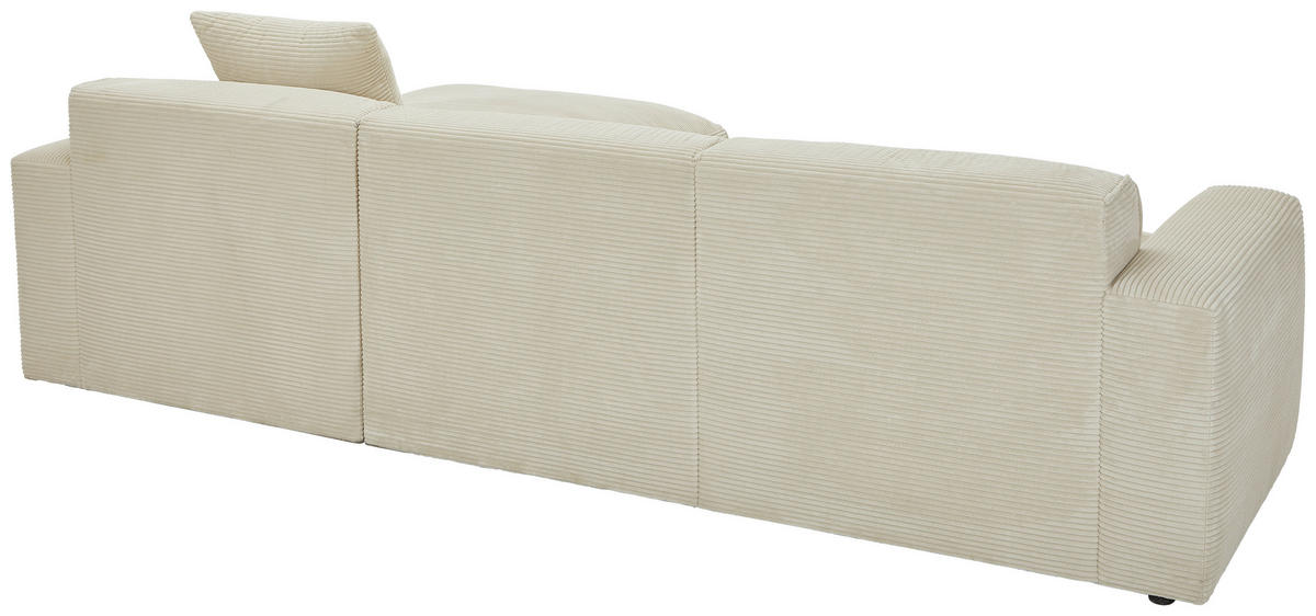 ECKSOFA in Cord Beige  - Beige/Schwarz, Design, Kunststoff/Textil (303/196cm) - Livetastic