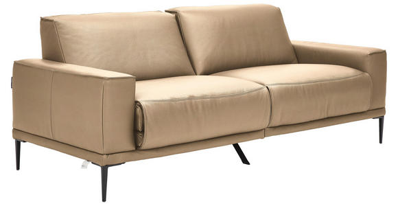 2,5-SITZER in Leder Beige - Beige/Schwarz, Design, Leder/Metall (200/102/92cm) - Johann Jakob