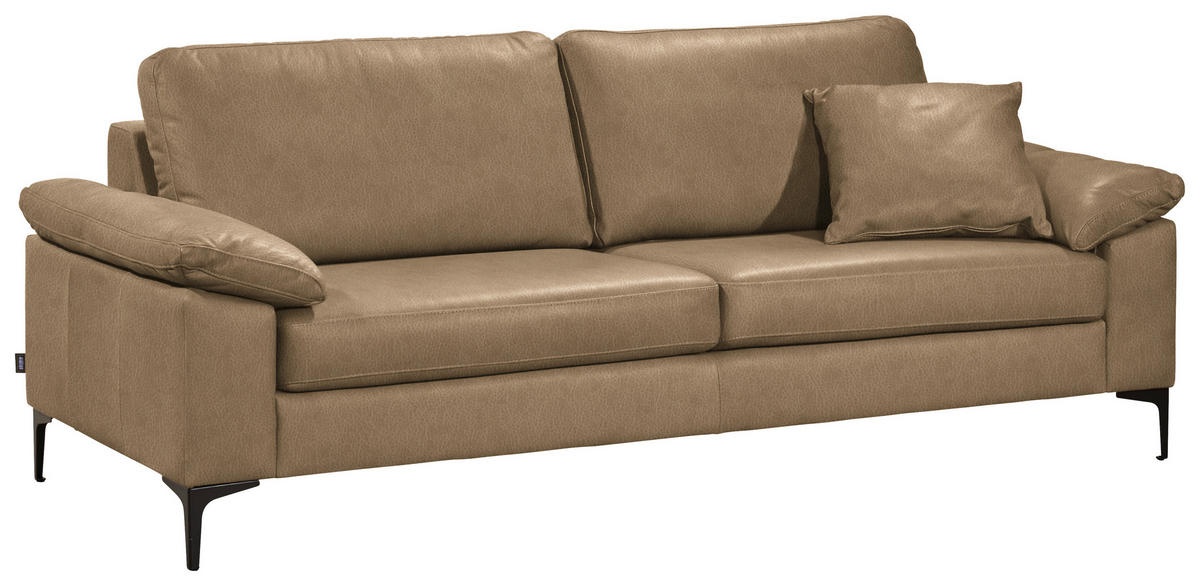 2,5-SITZER  in Echtleder Honig   - Schwarz/Honig, Design, Leder/Metall (204/83/97cm) - Schöner Wohnen