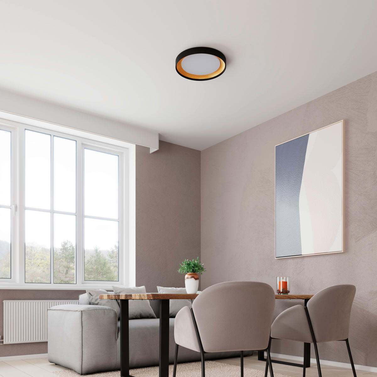 LED-TAKLAMPA 45 W 48,5/8 cm  - vit/champagne, Design, plast (48,5/8cm) - Novel