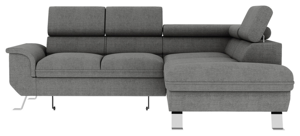 ECKSOFA Struktur Anthrazit  - Anthrazit/Silberfarben, Konventionell, Textil/Metall (268/207cm) - MID.YOU