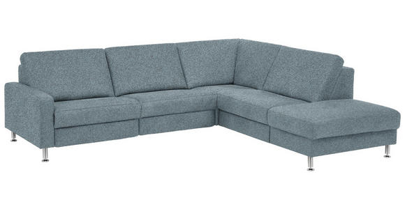 ECKSOFA in Mikrofaser Blau 275/242 cm - Blau/Alufarben, Design, Textil/Metall (275/242cm) - Dieter Knoll