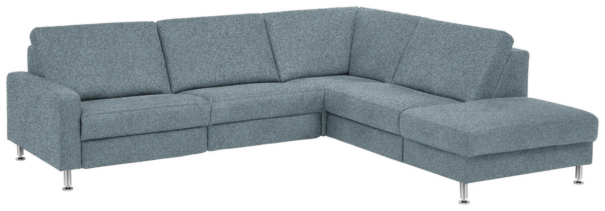 ECKSOFA in Mikrofaser Blau  275/242 cm  - Blau/Alufarben, Design, Textil/Metall (275/242cm) - Dieter Knoll