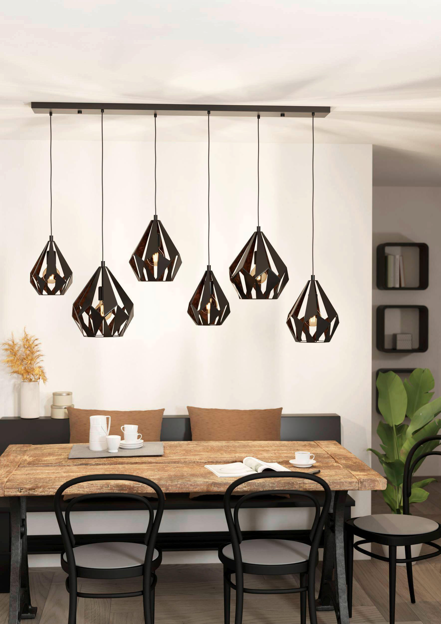 HÄNGELEUCHTE Carlton 145,5/38,5/107 cm   - Schwarz/Kupferfarben, Design, Metall (145,5/38,5/107cm) - Eglo