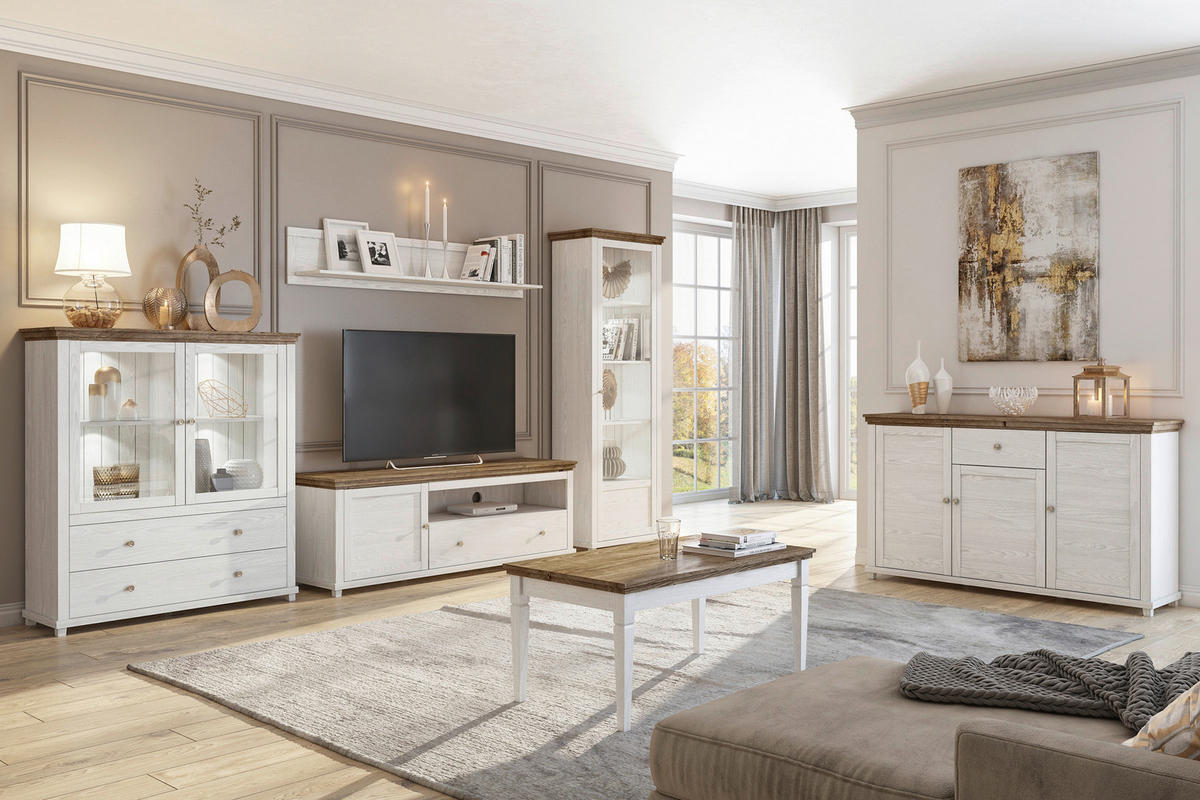 TV-ELEM 181/61/49 cm  - kőris, Design, faalapú anyag (181/61/49cm) - Venda