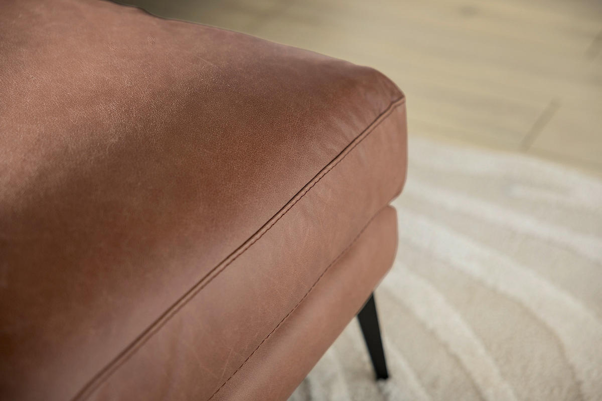 HOCKER Leder Braun  - Schwarz/Braun, Design, Leder/Metall (163/46/62cm) - Livetastic