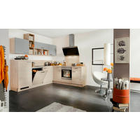 BUCĂTĂRIE PE COLȚ   - culoare lemn stejar/gri, Konventionell, material pe bază de lemn (245/225cm) - Welnova