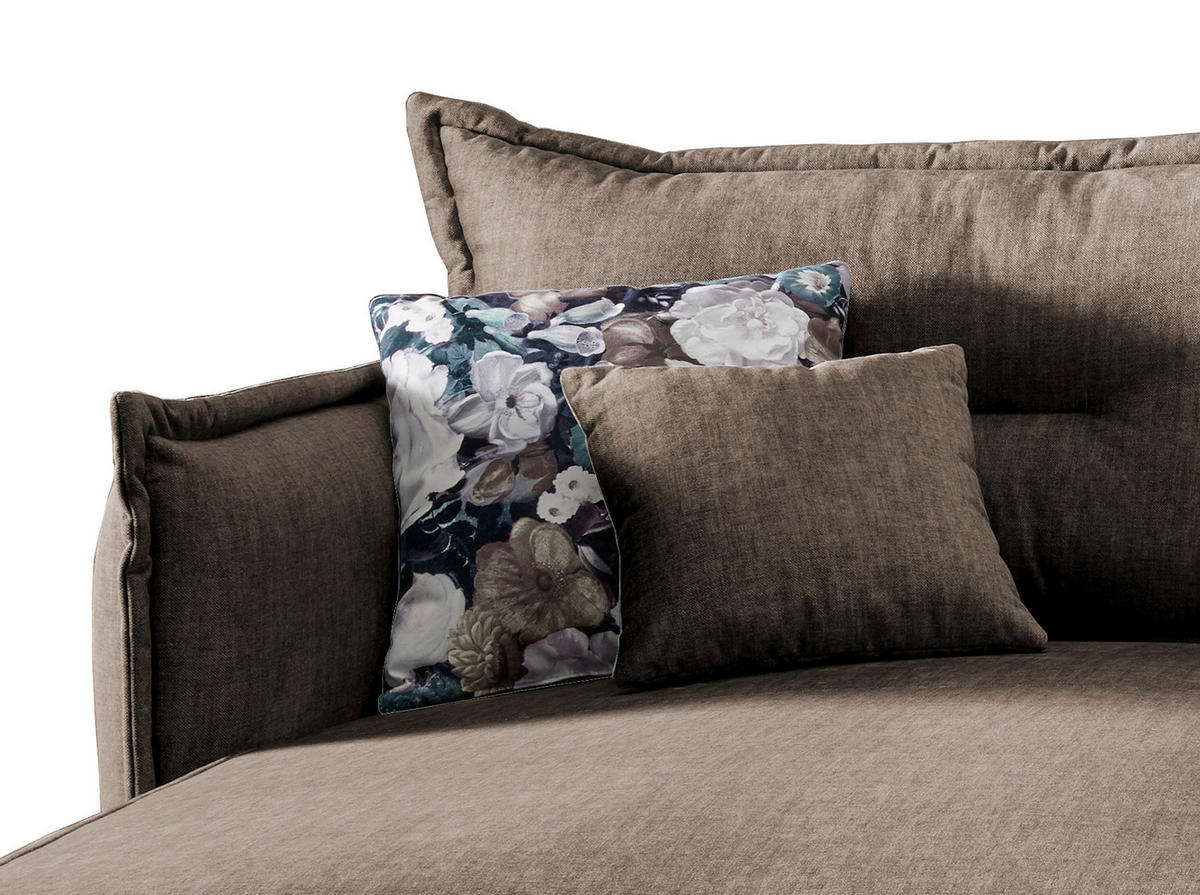 ECKSOFA in Velours Braun  - Türkis/Schwarz, Modern, Textil/Metall (180/255cm) - Livetastic