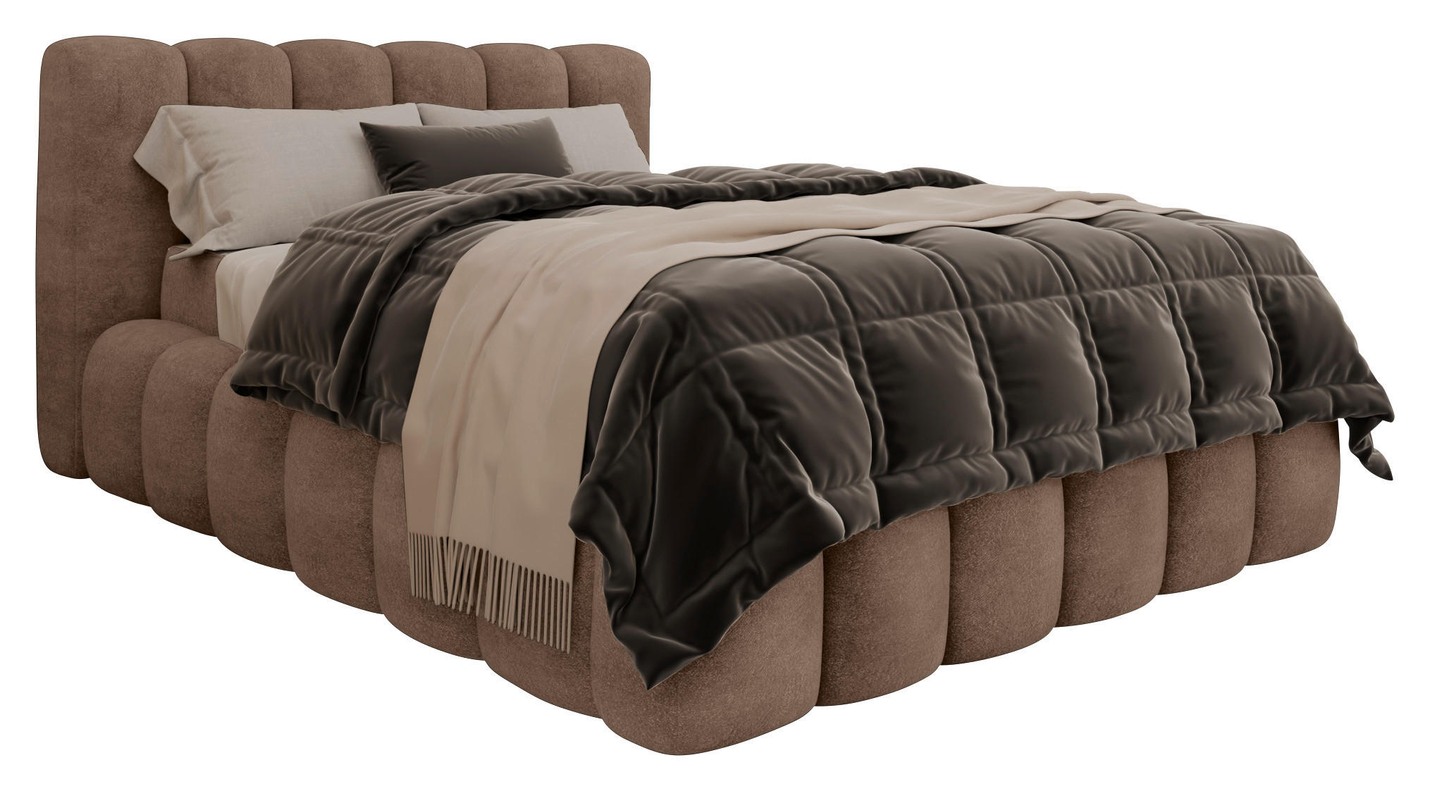 POLSTERBETT Lattenrost, Bettkasten Braun 140/200 cm  - Birkefarben/Schwarz, Trend, Holz/Kunststoff (140/200cm) - Esposa