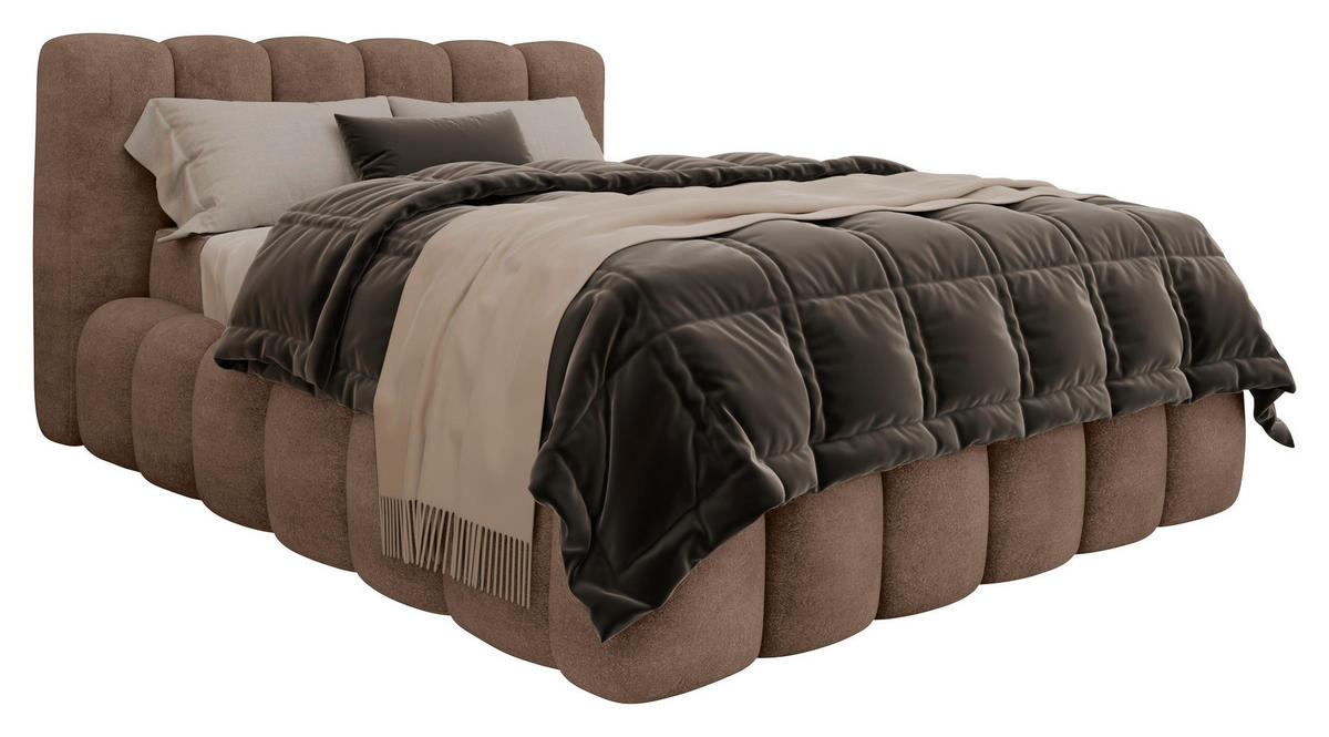 POLSTERBETT 140/200 cm,  in Braun, Lattenrost, Bettkasten,  - Birkefarben/Schwarz, Trend, Holz/Kunststoff (140/200cm) - Esposa