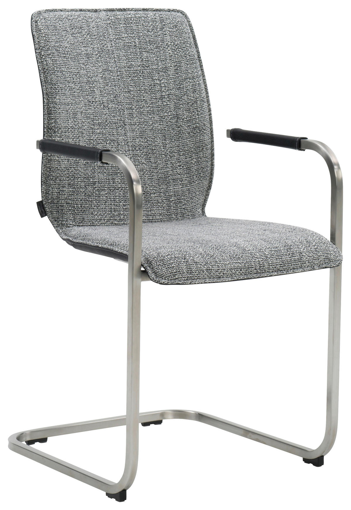 ARMLEHNSTUHL  in beflockt Echtleder pigmentiert  - Silberfarben/Schwarz, Design, Leder/Textil (52/92/61,5cm) - Bert Plantagie