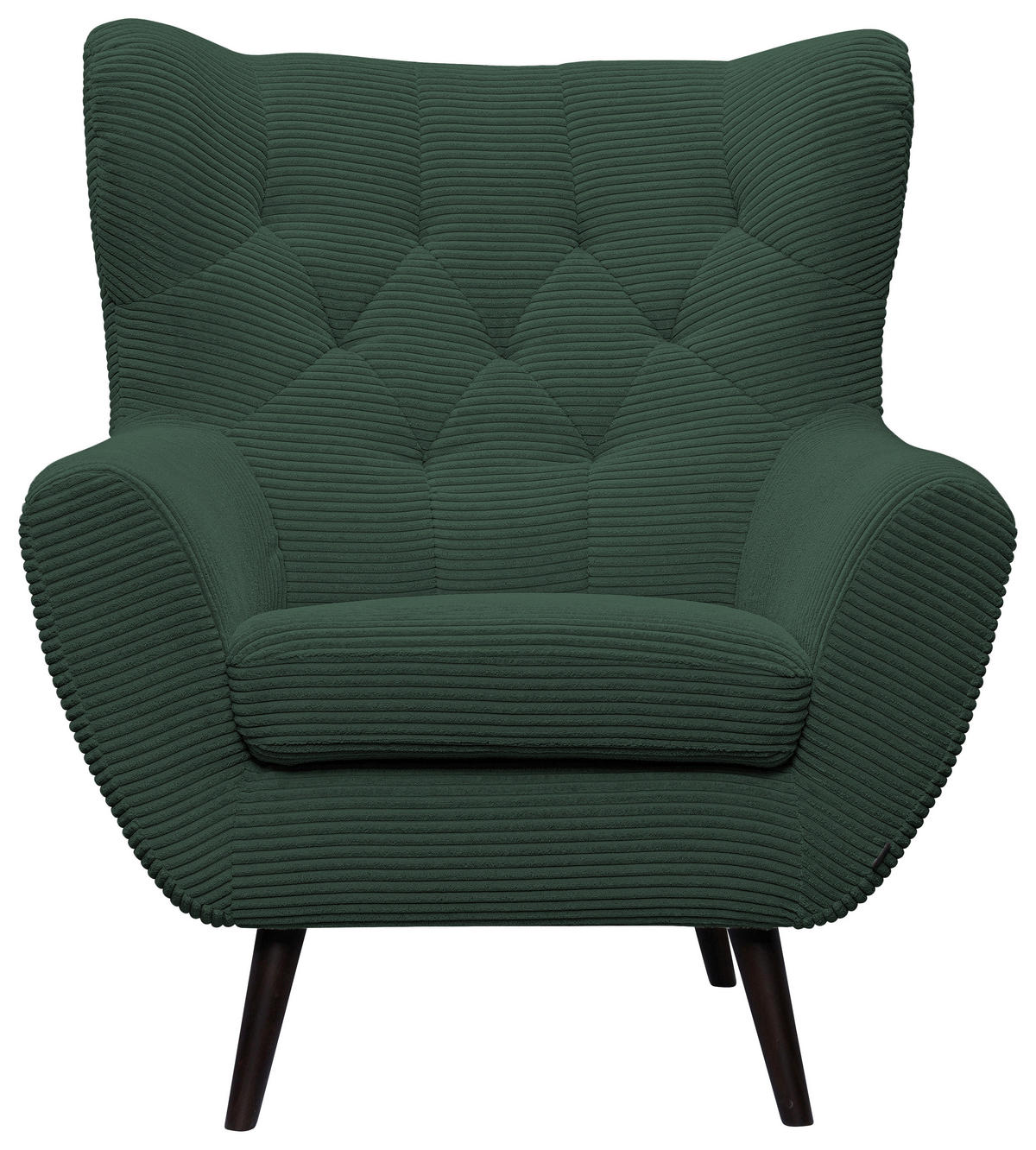 SESSEL Cord Grün    - Schwarz/Grün, Design, Holz/Textil (87/101/95cm) - Stylife