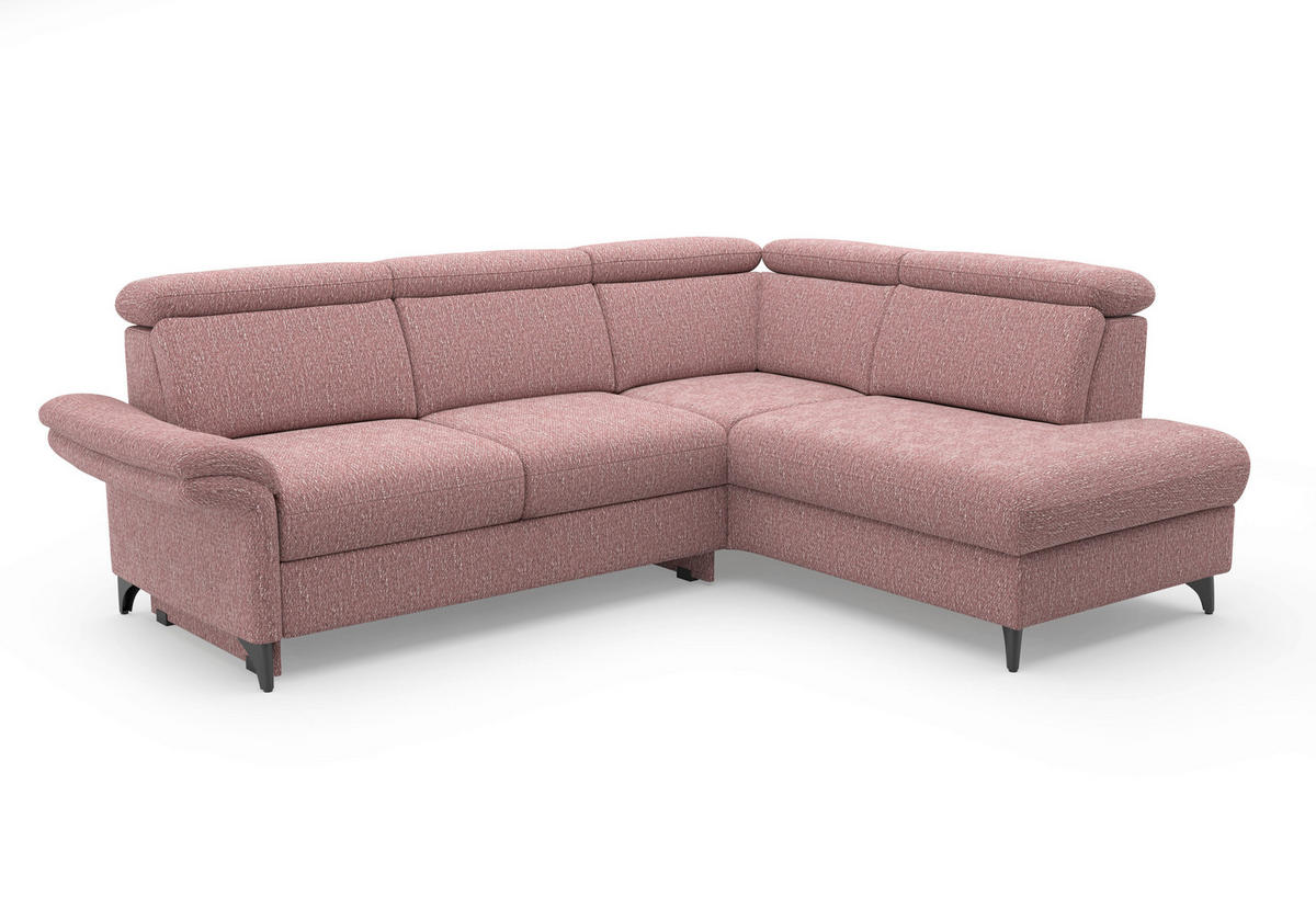 ECKSOFA GLENDALE E Aubergine Chenille  - Aubergine/Schwarz, KONVENTIONELL, Textil/Metall (247/193cm) - Sit & More