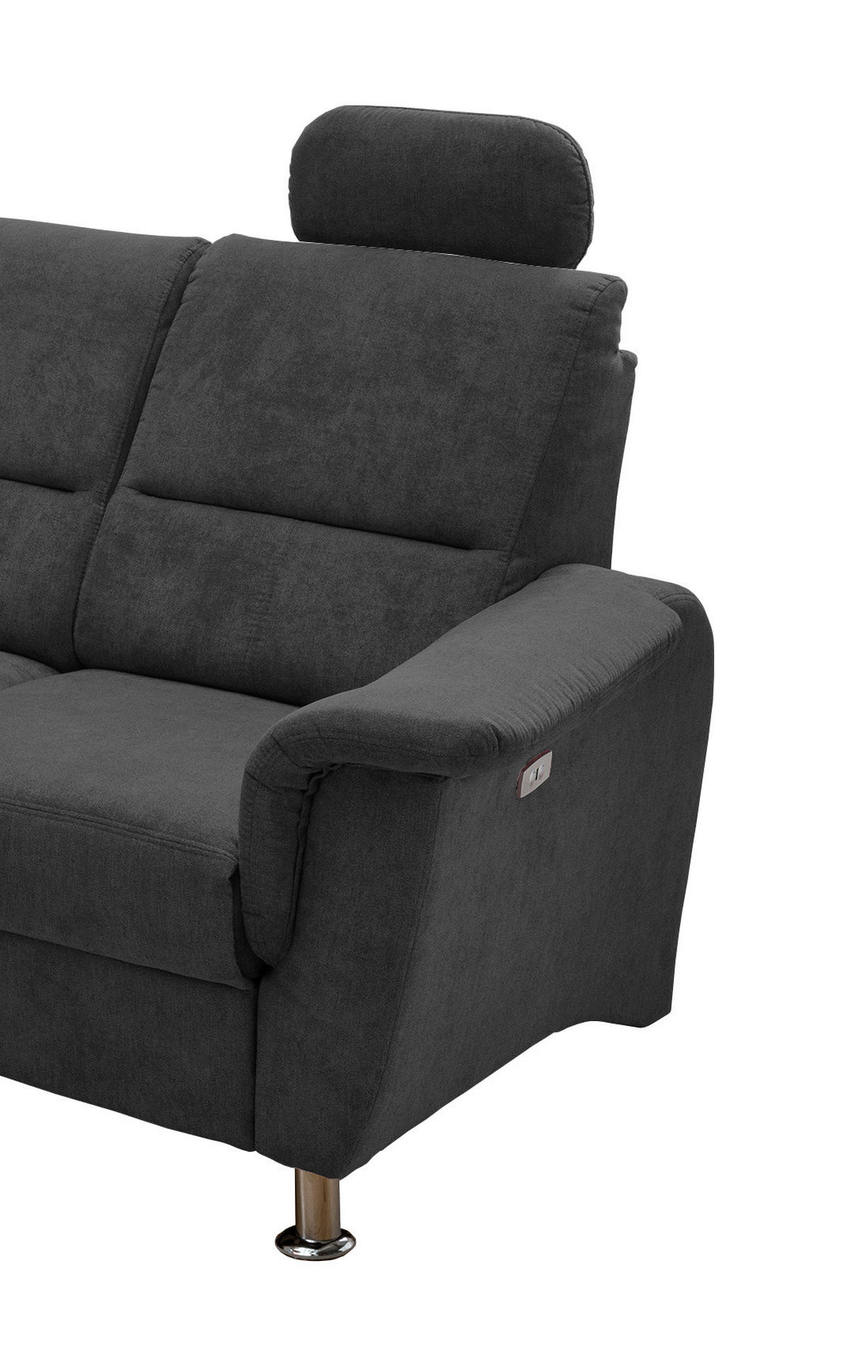 ECKSOFA Schwarz Mikrofaser  - Chromfarben/Schwarz, KONVENTIONELL, Textil/Metall (184/231cm) - Livetastic
