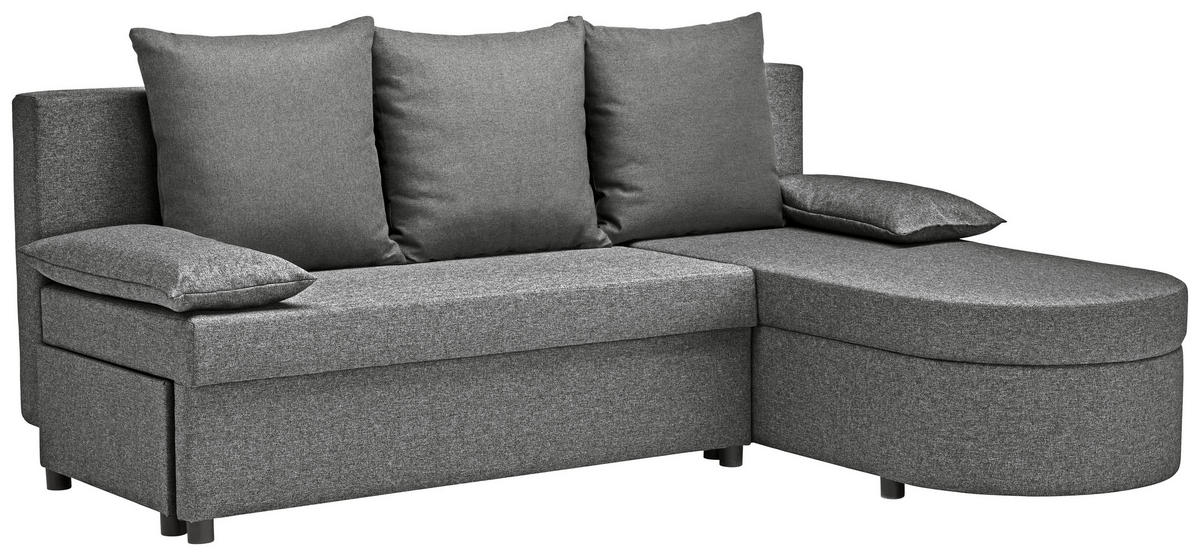 ECKSOFA in Webstoff Grau  - Anthrazit/Schwarz, Konventionell, Kunststoff/Textil (159/196cm) - Ti'me