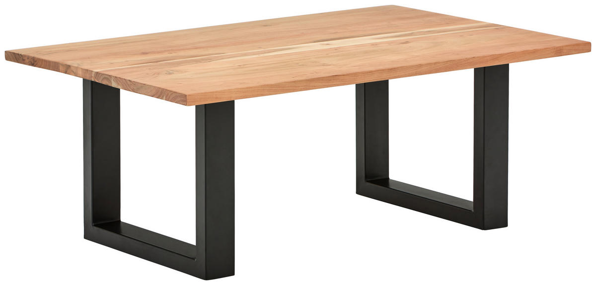 COUCHTISCH Akazie Hartholz rechteckig Schwarz, Akaziefarben  - Schwarz/Akaziefarben, Natur, Holz/Metall (115/75/45cm) - Livetastic