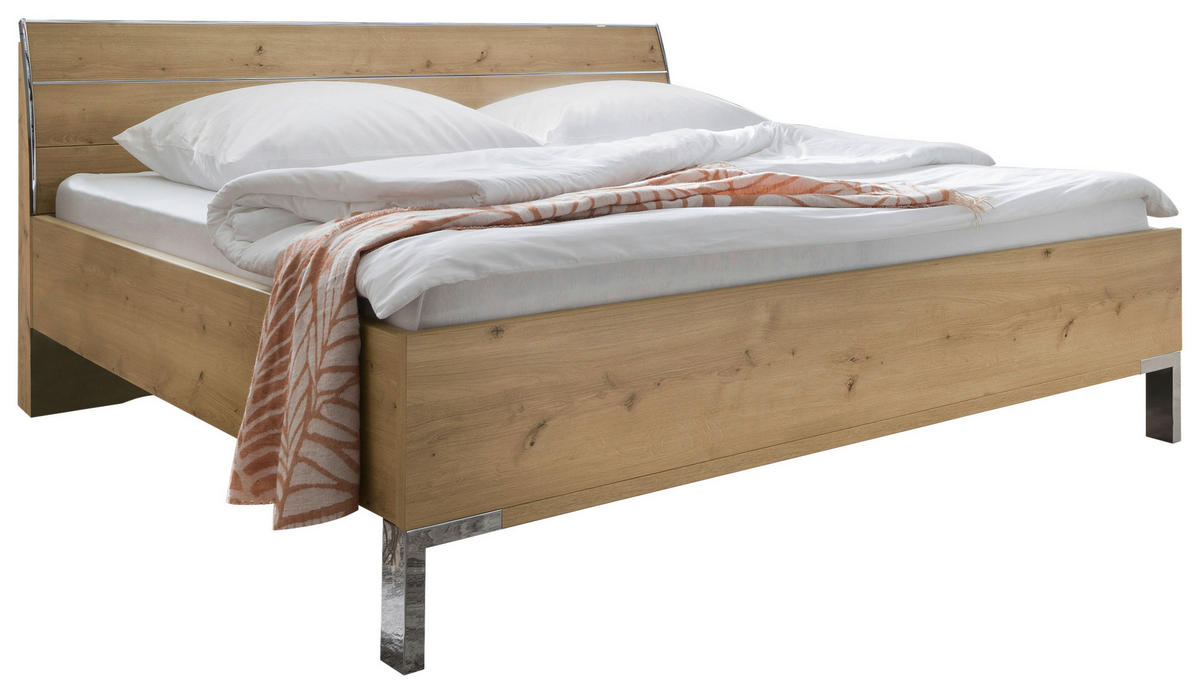 BETTANLAGE 180/200 cm  in Eichefarben  - Eichefarben, KONVENTIONELL, Glas/Holzwerkstoff (180/200cm) - Venda