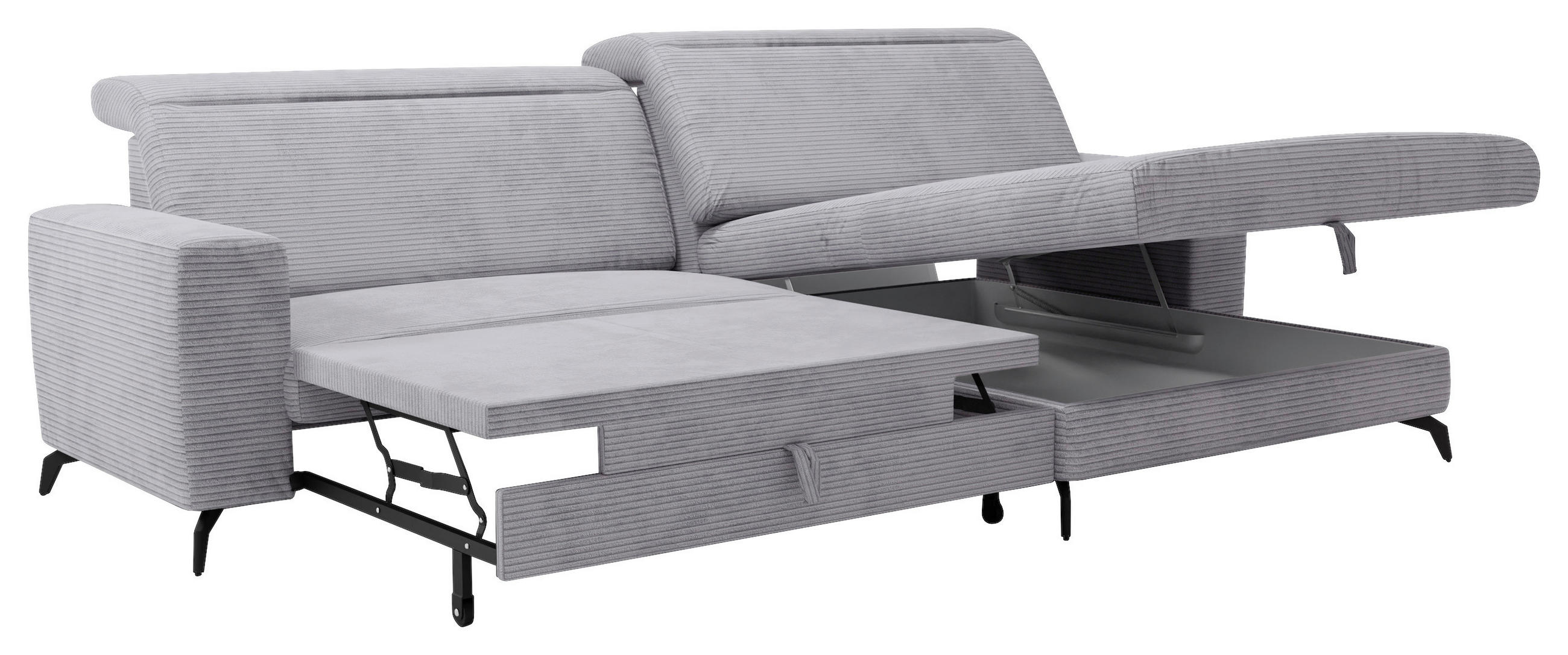 Thumbnail - Cantus Ecksofa, Hellgrau, Textil, 4-Sitzer, Ottomane rechts, L-Form, 290x178 cm, Liegefunktion, Rücken echt, Wohnzimmer,...