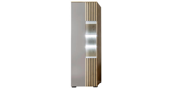 VITRINE in furniert Wildeiche Greige, Wildeiche - Wildeiche/Greige, Design, Glas/Holz (60/200/45cm) - Moderano