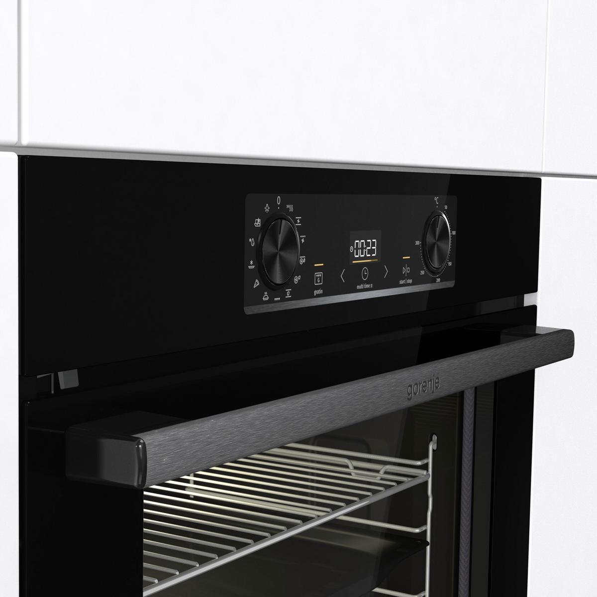 BACKOFENSET Black Pepper PSCB  - Schwarz, Basics, Glas/Metall (59,5/59,5/56,4cm) - Gorenje