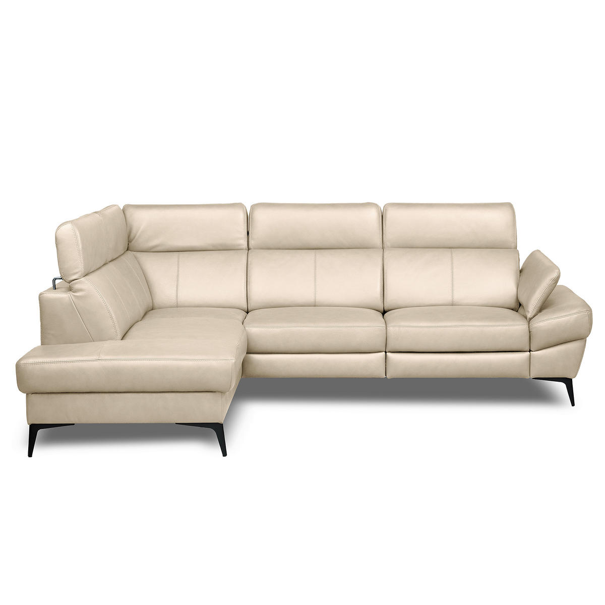ECKSOFA  in Lederlook Echtleder Grau  211/264 cm  - Schwarz/Grau, Design, Leder/Textil (211/264cm) - Livetastic