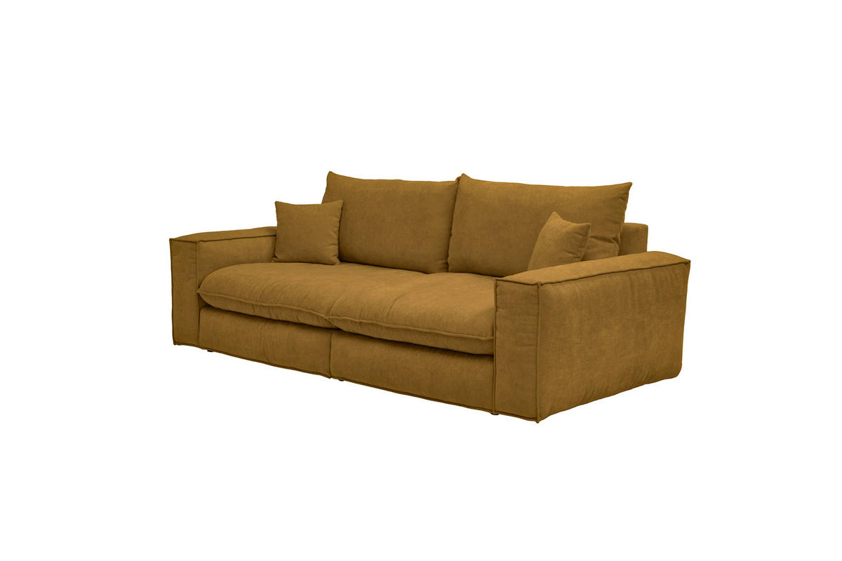 BIGSOFA Chenille Senfgelb  - Senfgelb/Schwarz, MODERN, Kunststoff/Textil (255/76/117cm) - Milino